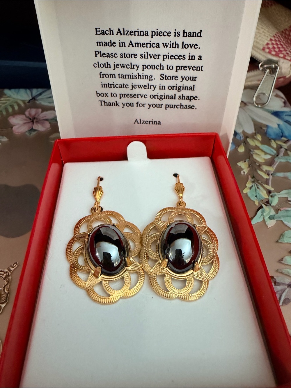 Alzi by Alzerina Gold filled Earrings hematite